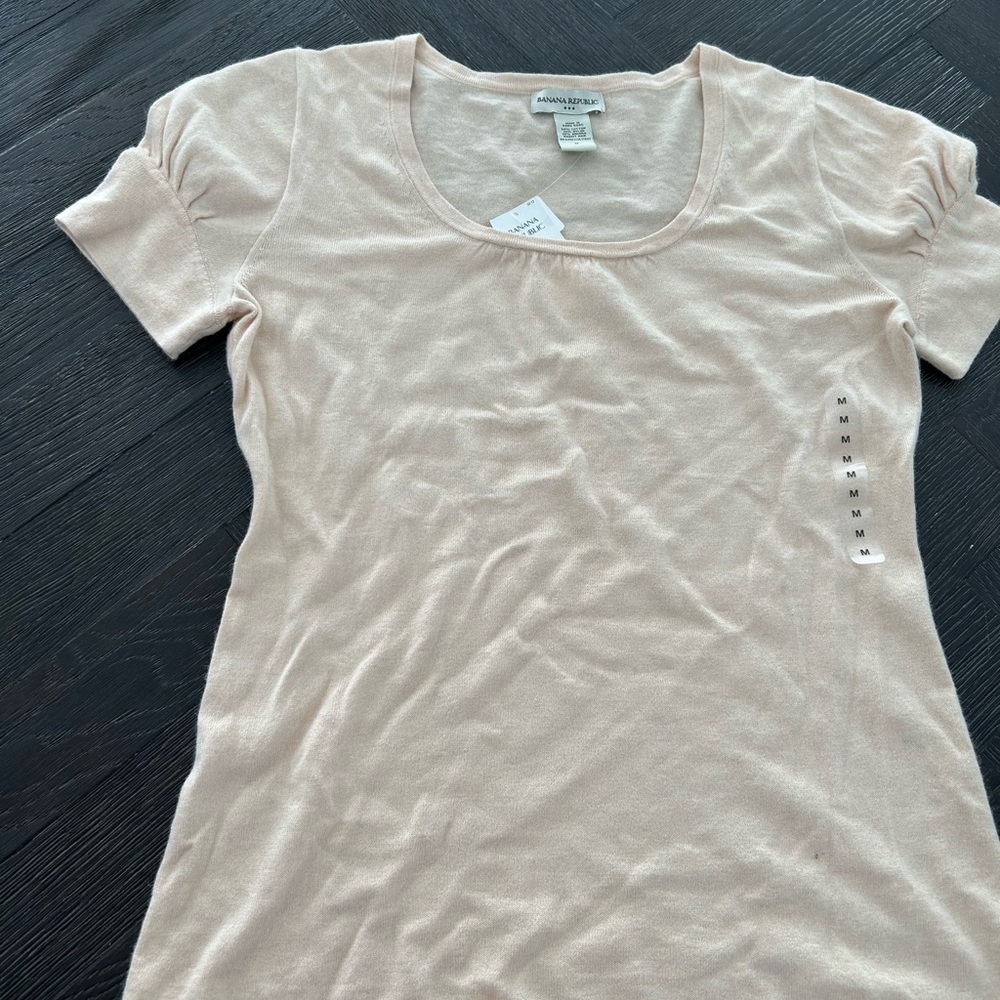 Banana Republic Women's Cream Short Sleeve Sweater Top